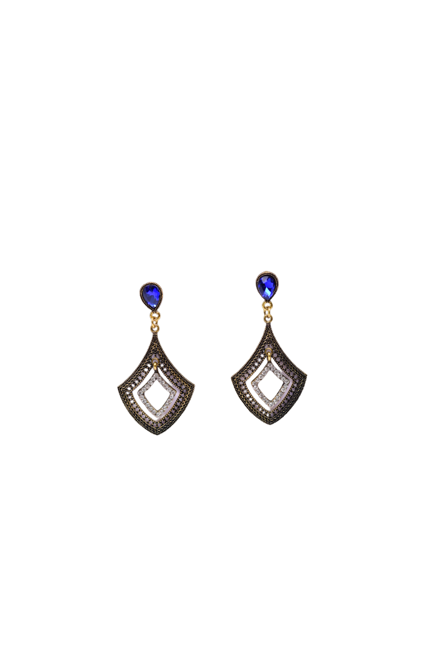 Namokriti Gold  Antique Stone Drop Earrings – Elegant Party Wear
